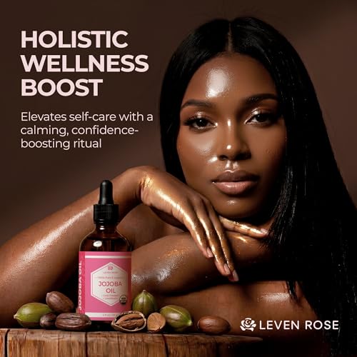 Leven Rose Jojoba Oil Organic Cold Pressed for Skin, Hair & Nails, 4 oz