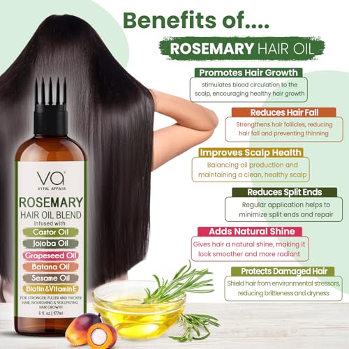 Blend Of Pure Rosemary Oil For Hair Growth 6 Fl Oz With Castor, Batana Oil