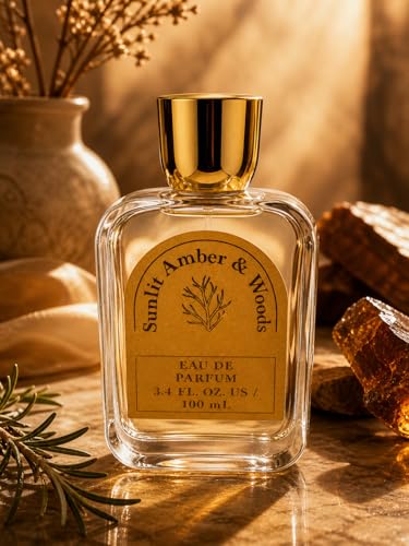 Sunlit Amber & Woods Eau de Parfum for Women 3.4 fl oz (100 ml) – Warm Amber Woody Perfume, Long-Lasting Sensual Feminine Fragrance for Day & Night