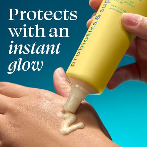 TULA Skin Care Protect + Glow Daily Sunscreen - Gel, Broad Spectrum SPF 30, Skincare-First, Non-Greasy, Non-Comedogenic and Reef-Safe with Pollution and Blue Light Protection, Regular, 1.7 fl oz.