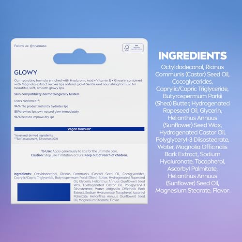 NIVEA Glowy Lip Care with Hyaluronic Acid and Vitamin E, 0.35 OZ