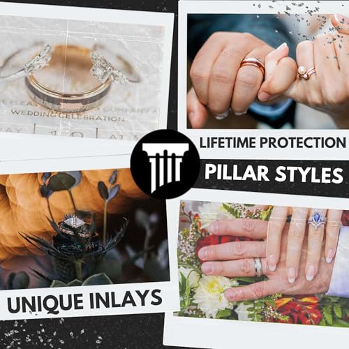 Pillar Styles Rustic 14K Gold Wedding Band Whiskey Barrel Rings for Men with Deer Antler Inlay 8mm Comfort Fit Tungsten Bourbon Barrel Wooden Ring Unique Wood Engagement Band