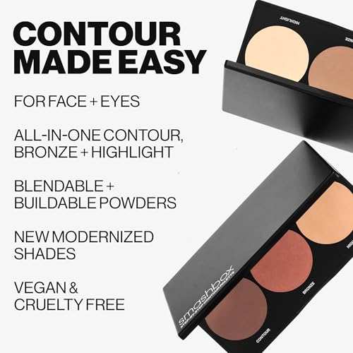 Smashbox Step-By-Step Contour Palette | Sculpt + Glow All-In-One Contour Kit with Blendable + Buildable Formulas, Medium/Deep, 0.3 Ounce
