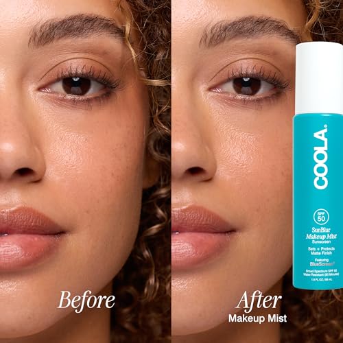 COOLA SunBlur Matte Makeup Setting Spray SPF 50, Face Sunscreen, 1 fl oz