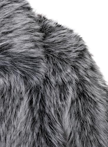 FANARCHER Men's Winter Faux Fur Coat Fluffy Jacket Turn Collar Luxury Overcoat Long Sleeve Parka Fleece Furry Outwear