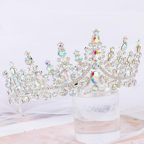 TOBATOBA AB Silver Tiaras and Crowns for Women Crystal Wedding Tiara for Bride Rhinestone Princess Tiara Queen Crown Halloween Costume Women Headpieces for Birthday Valentine Halloween Prom Pageant
