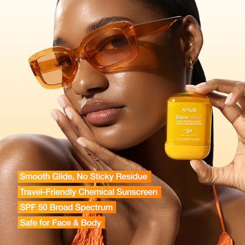 Anua Invisible Glow Sun Stick, SPF 50, Broad Spectrum UV Protection, Lightweight Sheer Finish for All Skin Types, No White Cast, Easy Reapplication, Korean Skincare, 0.61 oz