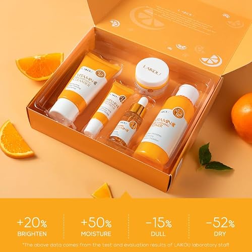 LAIKOU Vitamin C Skin Care, Skin Care Set Beginner Kit TSA-friendly 5pcs