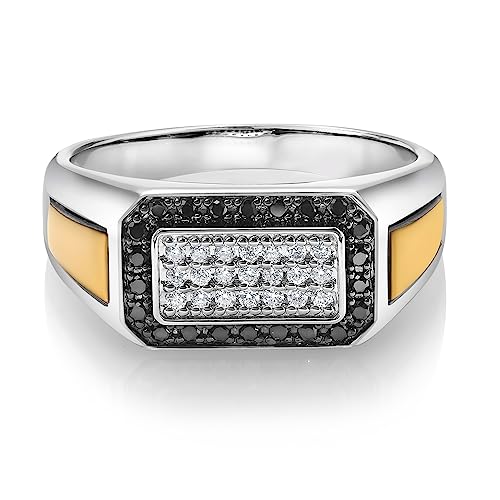 Gem Stone King Black Diamond and Lab Grown Diamond Ring For Men | Size 12