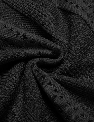 COOFANDY Men's Short Sleeve Knit Shirts Vintage Button Down Polo Shirt Casual Beach Tops, Black, X-Large