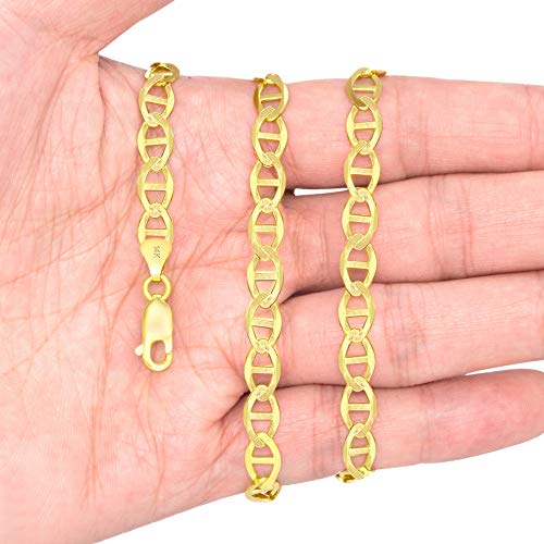 Nuragold 14K Real Yellow Gold 6mm Mariner Chain Solid Anchor Mens Necklace - 20"