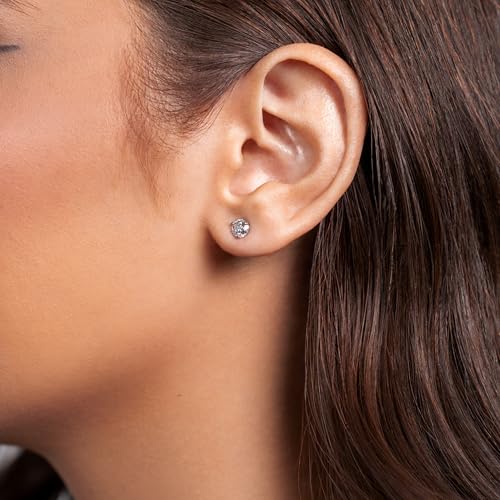 Privosa - 1 Carat Lab Grown Diamond Stud Earrings in 14K White Gold