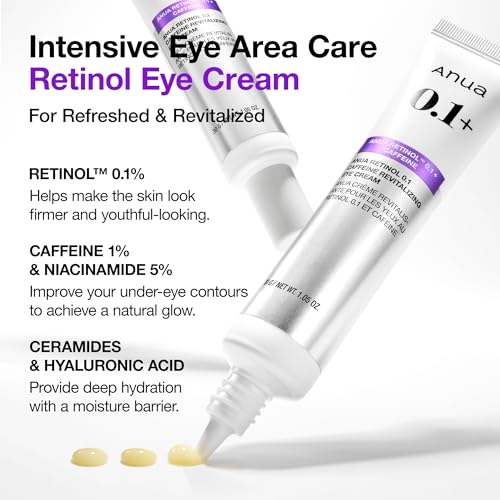 Anua Retinol 0.1 Caffeine Revitalizing Eye Cream, 1.05 fl oz