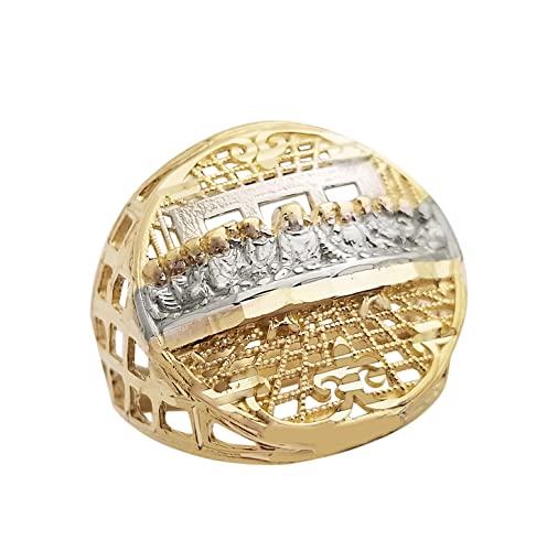 AMZ Jewelry 10K Yellow Gold Last Supper Ring For Men Hip Hop Ring