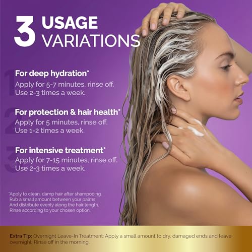 Hydrating Hair Mask for Dry, Damaged & Curly Hair – Keratin Treatment, 10oz
