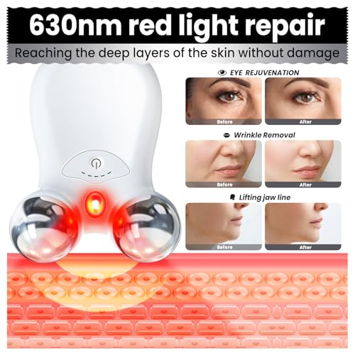 Microcurrent Facial Device,Latest Red Light Technology，Enhances The Ability to Lift The Face and Tighten The Skin，Facial Wrinkle Equipment，Smart Photon Micro-Current Device, Model:EP-300.