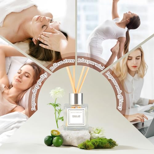 Reed Diffuser Set, 1.7 fl oz Scent Diffuser with Sticks, Jasmine Scent for Bathroom Accessories Shelf Decor, Air Fresheners for Home, Home Fragrance Products, House Office Room Decor Aesthetic Gift
