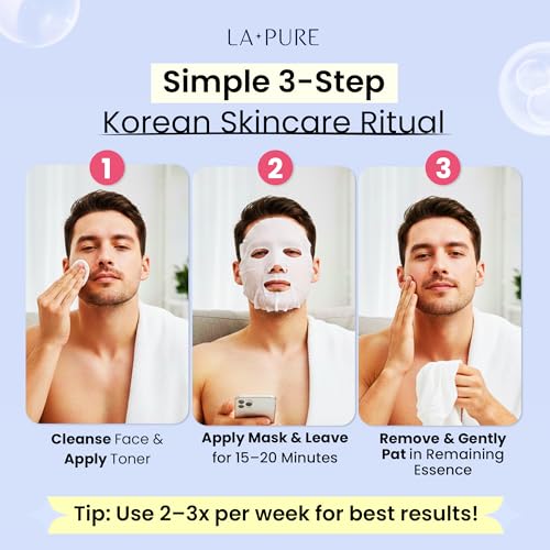 LA PURE Korean Snail Mucin Mask – Cruelty-Free – 10 Hydrating Sheet Masks