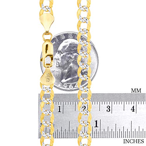 Nuragold 14k Real Yellow Gold Cuban Curb 7mm Solid Pave Chain Bracelet - 8"