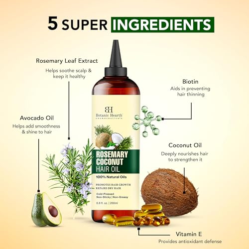 Botanic Hearth 100% Pure Rosemary Biotin Oil For Hair Growth - 6.7 Fl oz