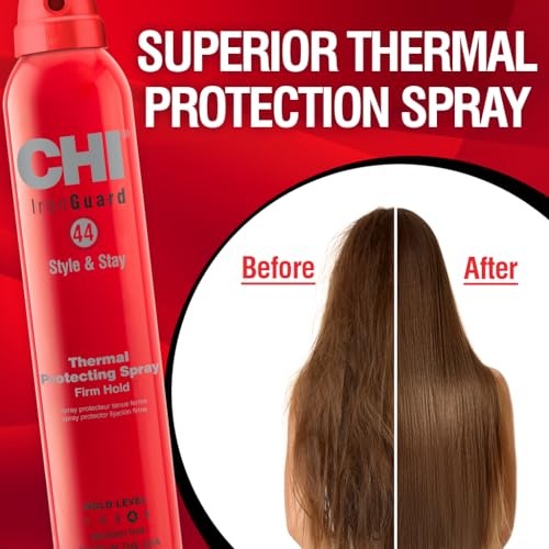 CHI 44 Iron Guard Style & Stay Firm Hold Protecting Spray, Heat Protectant & Hairspray For A Long-Lasting Hold, Sulfate & Paraben-Free, 2.6 Oz
