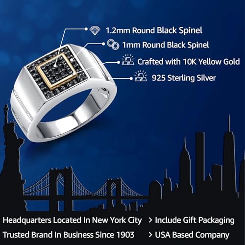 Gem Stone King Men's Ring In 10K Yellow Gold and 925 Sterling Silver 2 Tone Jewelry Gift For Men Dad | Available In Size 9, 10, 11, 12, 13