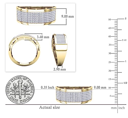 Dazzlingrock Collection 0.50 Carat Round White Diamond 5 Row Micro-pave Anniversary Ring for Men in 10K Yellow Gold Size 11