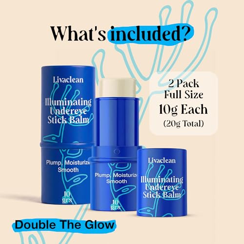2 Pk 20g Under Eye Balm Stick Hydrating | 0.7 Oz Moisturizing Under Eye Brightener Stick w/Retinol, Aloe Vera, Vit E | Plumps, Hydrates & Reduces Dark Circles & Puffiness | Multipurpose Undereye Balm