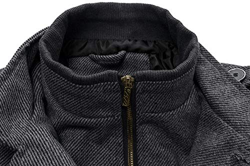 wantdo Men's Casual Coat Cold Weather Wool Jacket Overcoat Thick Grey Medium