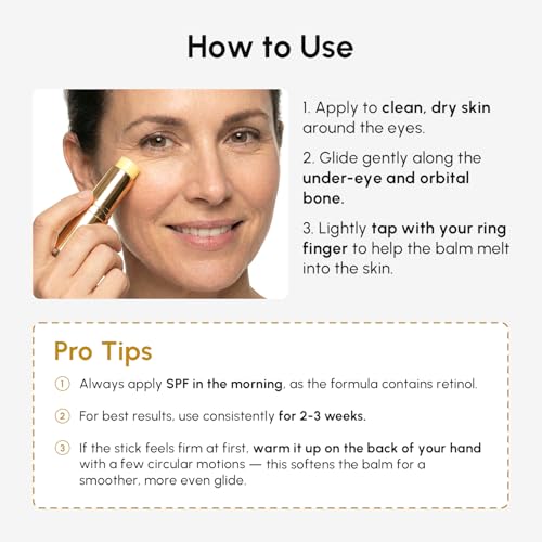 MAREE Under Eye Balm Stick Hydrating – Retinol Caffeine Under Eye Brightener Stick for Older Women – Collagen Undereye Cream for Dark Circles & Wrinkles – 0.28 Ounce, Gold