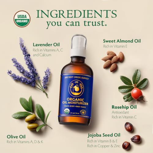 Organic Body & Face Oil for Dry Skin, Hydrating After Shower Moisturizer