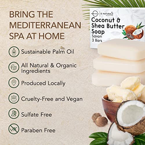 O NATURALS 3-Pack Organic Soap Bar 4oz each-100% Vegan Cold Process Body Wash Scented Premium Handmade Soap - Natural Soaps for Men Women, Face, Body - Coconut and Shea Butter - Mothers Day Gifts