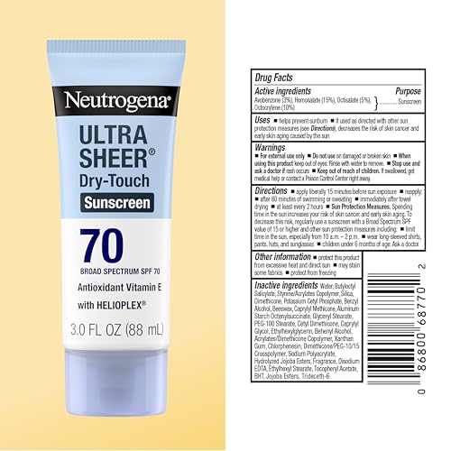 Neutrogena Ultra Sheer Dry Touch Sunscreen Lotion, SPF 70, 3 fl. oz