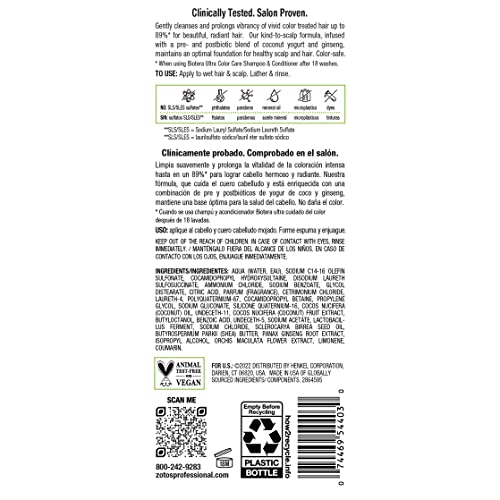 Biotera Ultra Color Care Shampoo for Vivid Color-Treated Hair - Protects & Extends Vibrancy with Coconut & Orchid Extract, Enhances Shine & Softness, Sulfate-Free, Vegan, 15.2 Fl Oz