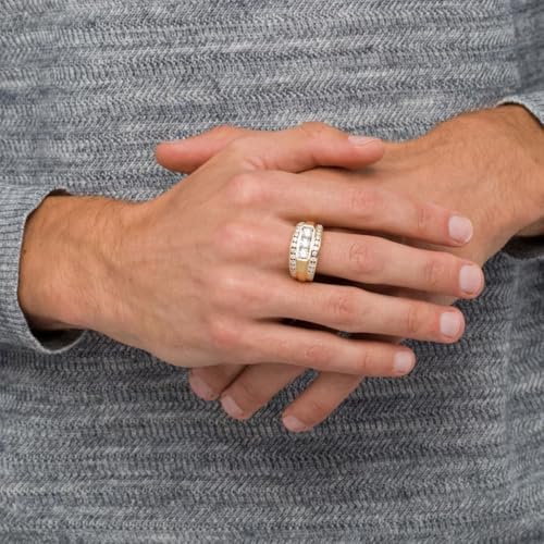 P3 POMPEII3 Pompeii Men's 2 CT. T.W. Lab Grown Diamond Border Three Stone Ring in 14K Gold - Size 10.5 (FG,VS2-SI1)