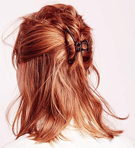 HH&LL Hair Clips, Metal Hair Claw Barrette Clamp Jaw for Women (2, Black+ Silver)
