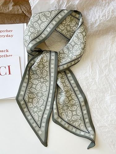 RFQMNO Hair Scarf for Women, 35"x2.36" Lightweight Silk Headband, Purse & Bag Scarves Gift Collection
