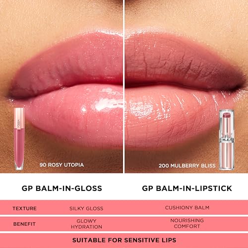 L'Oreal Paris Glow Paradise Hydrating Tinted Lip Balm-in-Gloss with Pomegranate Extract & Hyaluronic Acid, Ultra-Gentle, Non-Sticky Formula, Blissful Blush, 0.23 fl oz