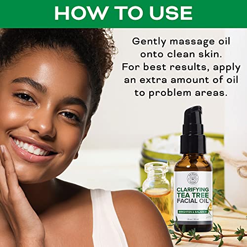 Beauty Foundry Clarifying Tea Tree Oil for Face and Acne, Targets Acne and Uneven Skin Tone, Antioxidant-Rich Beauty Oil, 1oz/30ml