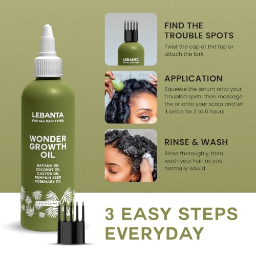 Lebanta Batana Oil For Hair - 100% Pure, Raw & Natural Blend With Organic Castor, Pumpkin Seed, Coconut and Rosemary Oil - Thicker, Stronger Looking Hair For Men & Women Scalp - 4 FL OZ