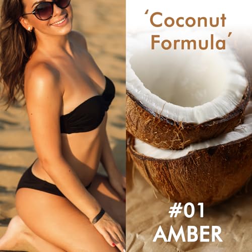 Body Glow Oil, Broad Spectrum SPF 50, Glitter Shimmer Sunscreen Body Oil Lotion with Sequin Mica, Lightweight Non-Sticky Moisturizer with Coconut, Skin Illuminator Glowing Results (01# Golden Amber)