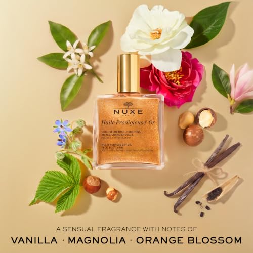 NUXE Huile Prodigieuse Shimmer Body Oil, Glow for Skin & Hair, 1.6 Fl Oz