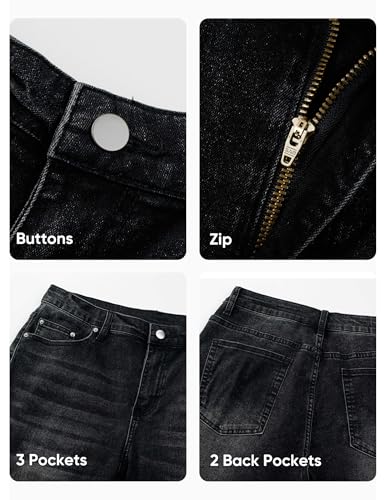 JMIERR Mens Denim Baggy Jeans Relaxed Fit Work Pants for Men Outdoor Casual Quiet Luxury Pants, L, Black