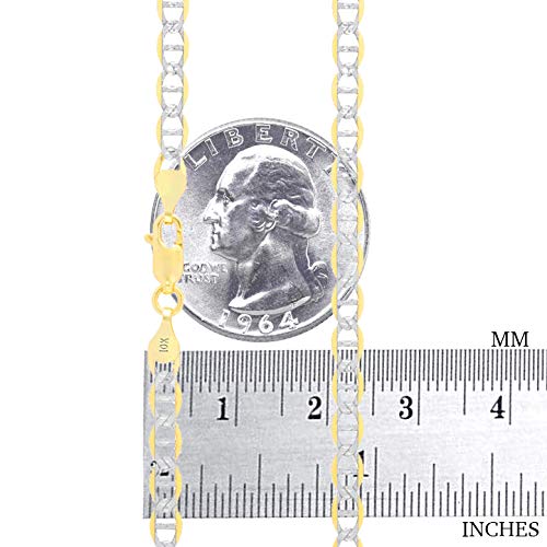 Nuragold 10k Real Yellow Gold Mariner 4mm Chain Anchor Link Pave Bracelet - 8"
