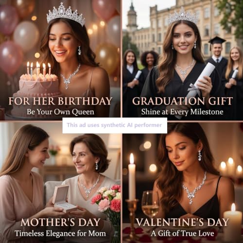 Kamirola Silver Tiaras and Crowns for Women,Tiaras Earrings Necklace