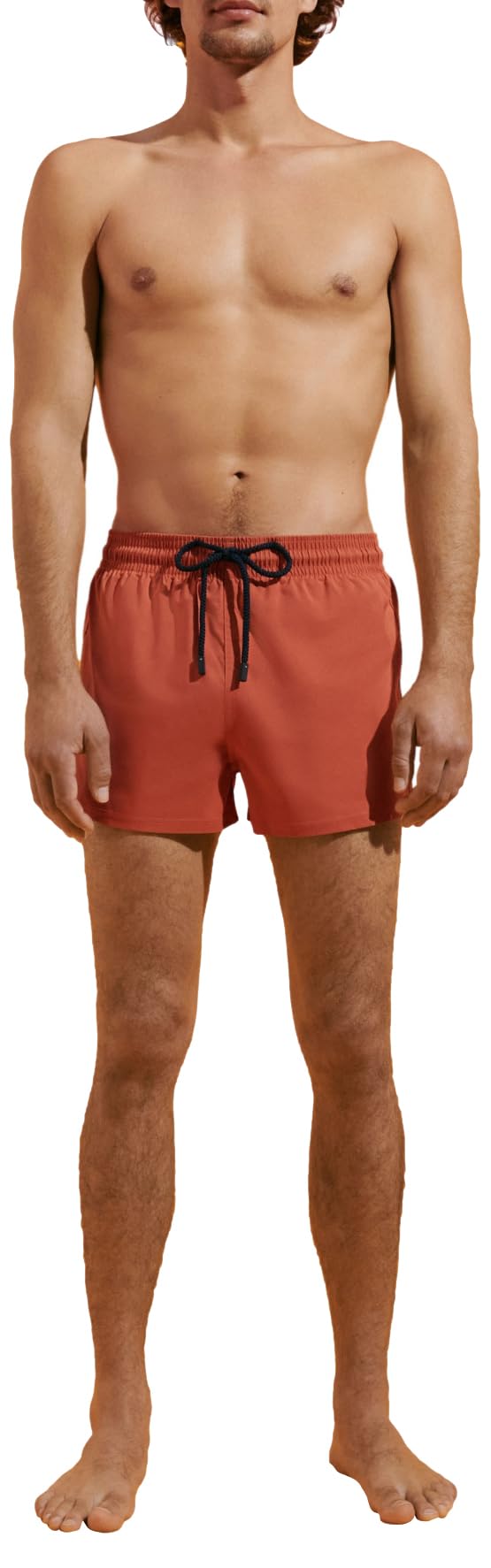 Men Swim Trunks Short And Fitted Stretch Solid Tomette,L