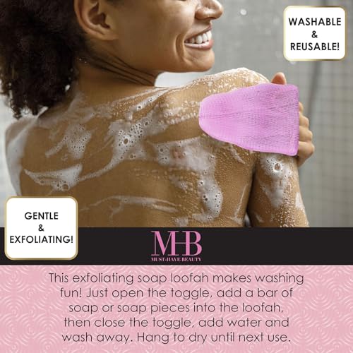 2pc Pink Exfoliating Soap Loofah - Soft & Gentle Body Scrubber Value Pack