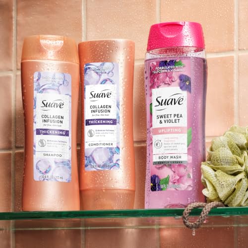 Suave Professionals Thickening Shampoo Collagen Infusion for Fine Hair Volumizing Shampoo 12.6 oz
