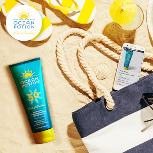 Ocean Potion SPF 50 Sunscreen Body Lotion, Broad Spectrum UVA/UVB Sun Protection with Aloe and Vitamin E, Water-Resistant Non-Greasy Sunscreen, 6.8 oz