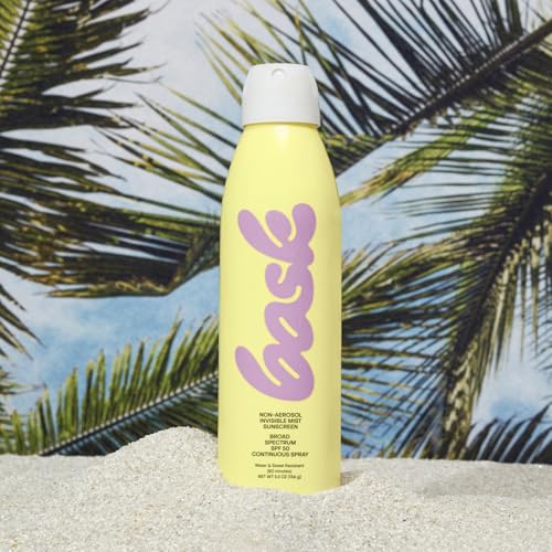 Bask SPF 50 Sunscreen Spray - Non-Aerosol, Broad Spectrum UVA/UVB Protection, Dermatologist Recommended, Moisturizing, Lightweight & Non-Greasy, 5.5 oz